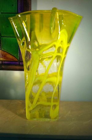 7 Transparent Hand Blown Glass Vase W Hand Painted Flowers Jam