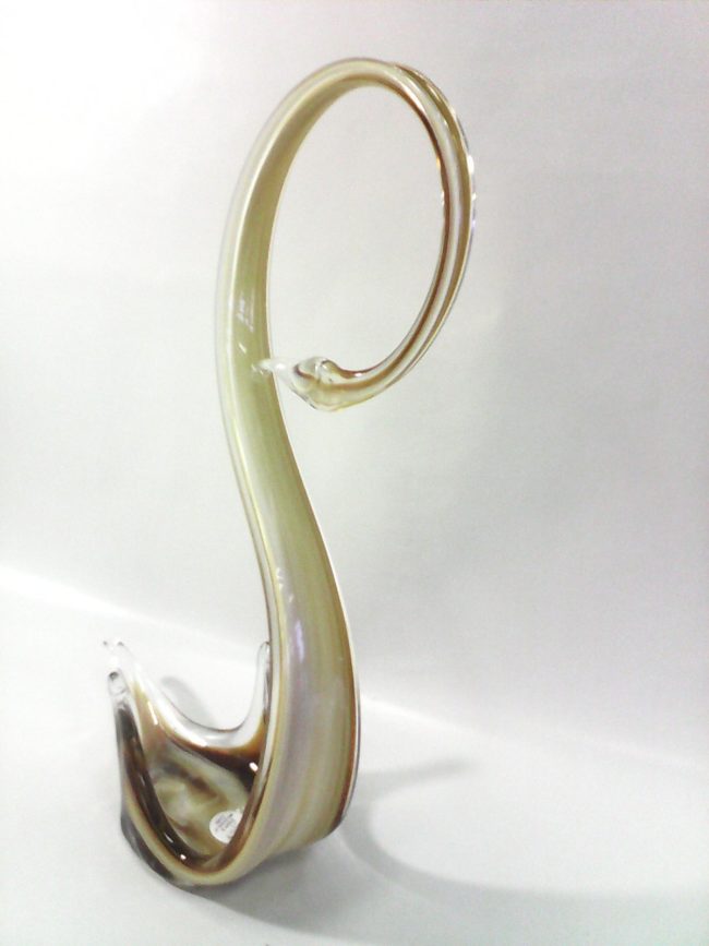 Caramel and White Hand Blown Glass Swan Candle Holder, Dish, Vase Item No. GB705 - Image 2