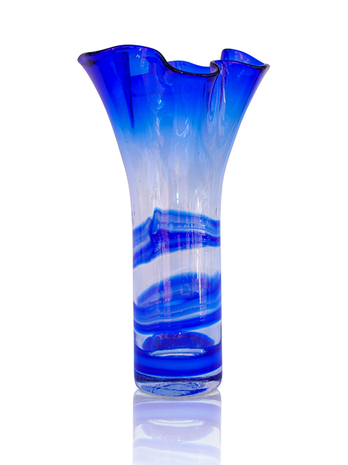 Clear - Royal Blue Hand Blown Glass Vase, Item No.V183 - Jam Gallerie